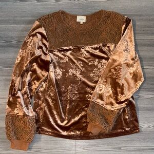 Anthropologie Velvet Long Sleeve Blouse